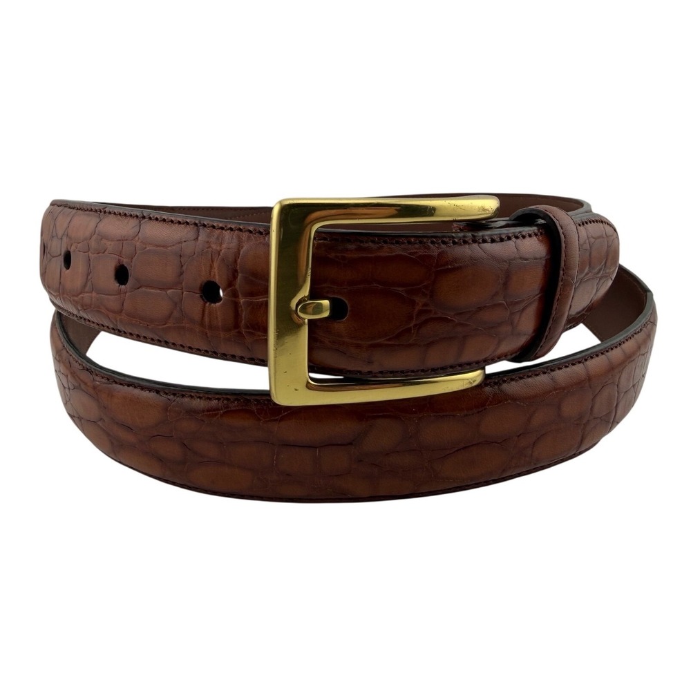 Roundtree & Yorke Belt Mens 46 50in‎ Italian Calfskin Crocodile Embossed Dress